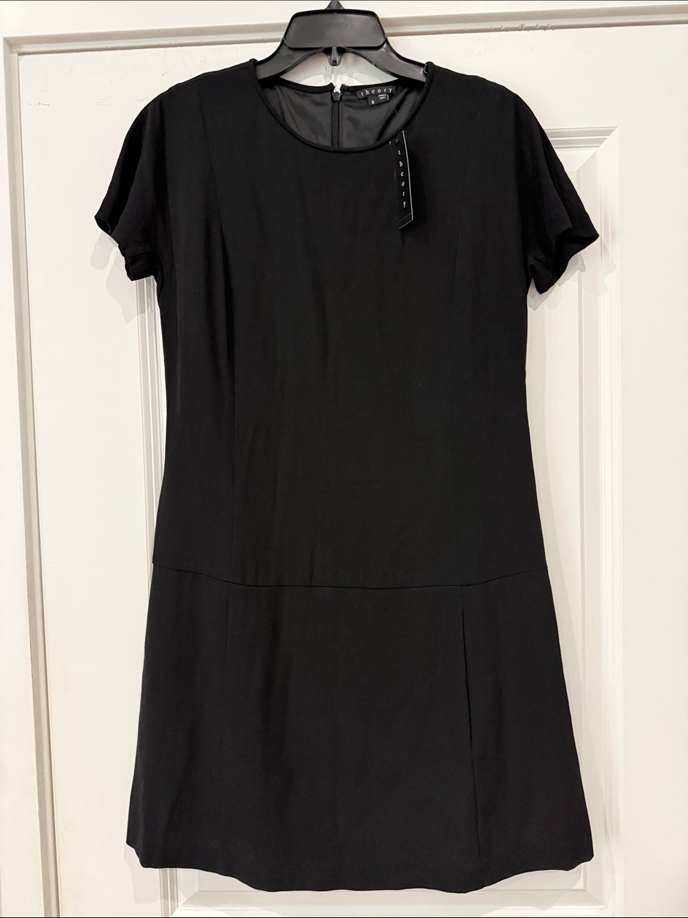NWT Theory Arlinda Hydric Black Wool Blend A-Line Dress Size 8